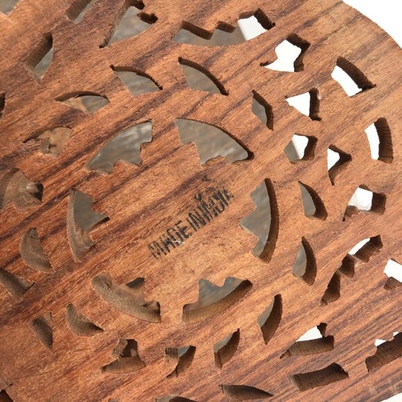 Vintage Teak Wood Book Holder Stand Hand Carved Floral Leaf Design Folding Decor - Picture 8 of 12